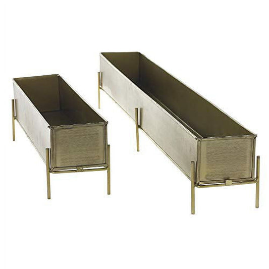 Chez Gold Metal Rectangular Planter for Plant and Flowers