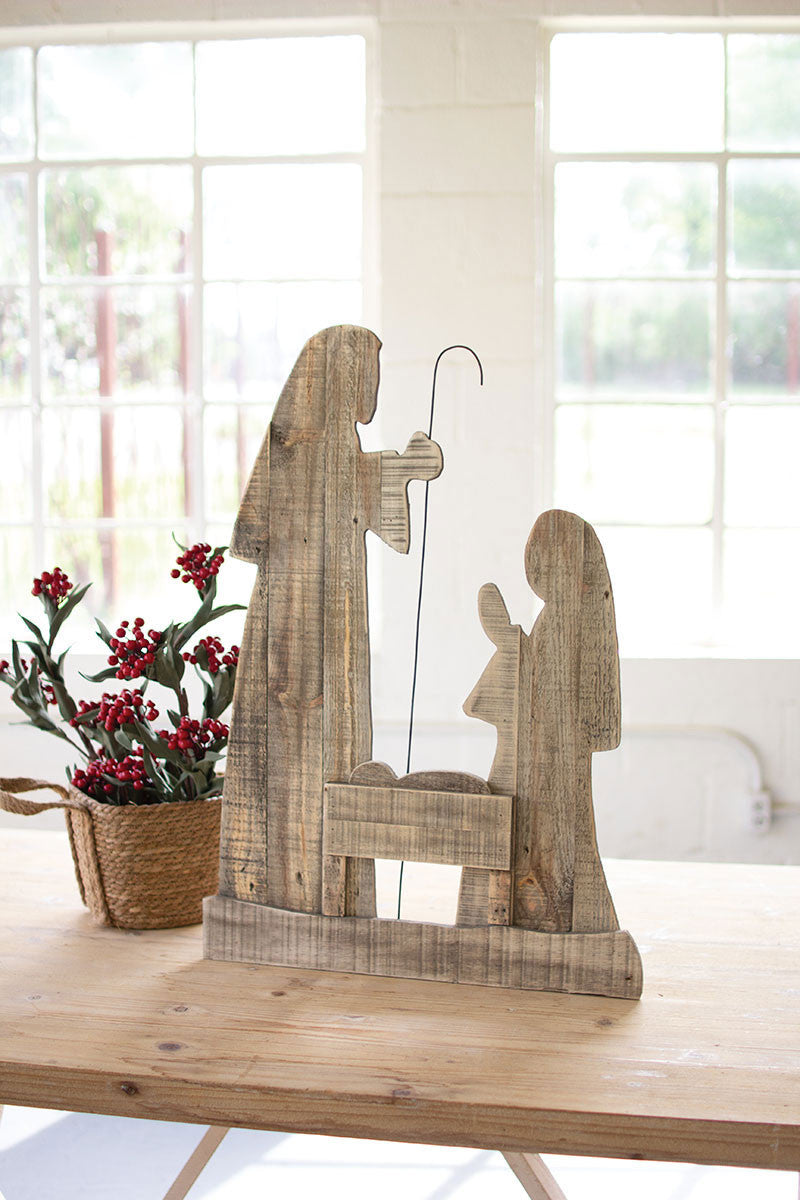 Rustic Wooden Christmas Nativity Ornament